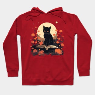 Floral Black Cat And Book Catshirt Hoodie